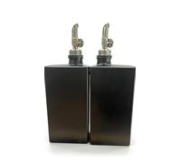 Romon Aceitera Antigoteo, 2Pcs 350ML Botella de Cristal Cuadrada Negra, Dispensador Aceite con Boca de Gravedad y Base Antideslizante, con Etiquetas Preimpresas y Embudo de Silicona, Para Cocina Bar
