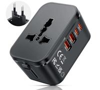 Romon Adaptador Enchufe Universal, Adaptador Universal Enchufe Viaje con 2 USB-A Y 2 USB-C, Internacional para UE UK EEUU Australia, Alimentación para Teléfonos Y Portátiles