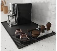Romon Alfombrilla de Silicona para Cafetera 2 en 1 | Protector de Encimera Antideslizante con Zona para Tampers, 40x60 cm, Negro