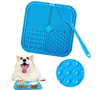 Romon Alfombrilla para Lamer Perros, 20x20cm Lick Mat para Perros y 1 Espátula de Silicona, Comedero Lento para Lamer con Ventosa Sin BPA para Bañarse, Arreglarse y Entrenar (Azul)