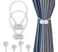 Romon Alzapaños Cortinas, 2 Piezas Alzapaños de Cortina Magnéticos, Correas de Imán para Cortina, Sujeta Hebillas Cortinas del Hogar, para la Decoración de la Ventana del Hotel Home Office, Gris