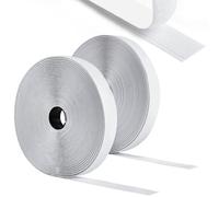 Romon Belcro Adhesivo Doble Cara, 5M Fuerte Hook y Loop Auto Adhesivo, 20mm Ancho Reutilizable Nylon Cinta para Oficina, Mosquiteras, Doméstica, Blanco