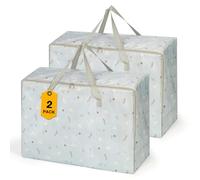 Romon Bolsas Almacenaje Ropa, 2 Piezas Bolsas de Mudanza 105L Guardar Ropa Cajas Almacenamiento Plegable Extra Grande con Cremalleras y Asas Resistentes, Bags de Lavandería para Guardar Ropa Embalar