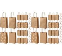 Romon Bolsas de Papel, Bolsas Papel Kraft de 12 piezas con 12 Pegatinas Para bolsas de papel kraft, Bolsas chuches cumpleaños, bolsas para bodas, etc. (Paquete de 2)