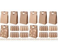 Romon Bolsas de Papel, Bolsas Papel Kraft de 16 piezas con 16 Pegatinas Para bolsas de papel kraft, Bolsas chuches cumpleaños, bolsas para bodas, etc. (Paquete de 2)