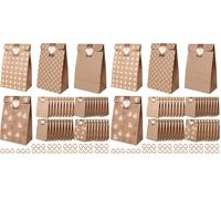 Romon Bolsas de Papel, Bolsas Papel Kraft de 36 piezas con 36 Pegatinas Para bolsas de papel kraft, Bolsas chuches cumpleaños, bolsas para bodas, etc. (Paquete de 2)