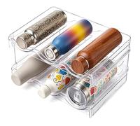 Romon Botellero Vino 2 Niveles Apilable Transparente, para 6 Botellas 40 Oz, Organizador para Cocina, Encimeras Y Armarios