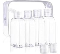 Romon Botes Viaje Rellenables 100ml, 5 Piezas Kit Viaje Avion Antigoteo - Transparent Travel Bottles con Neceser, Embudo y Etiquetas para Champú, Loción, Cosmético (18x14x4cm)