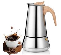Romon Cafetera italiana, Cafetera Moka Acero Inoxidable 350ml Apta Compatible con gas, vitrocerámica Uso doméstico y oficina Plata