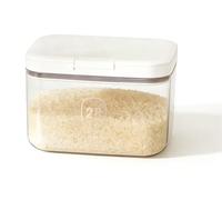 Romon Caja de almacenamiento en polvo, 1 unidad, color blanco, 2,8 L, para polvo con cuchara dosificadora, depósito de detergente PET con apertura de un botón, tapa de sellado, resistente a la humedad