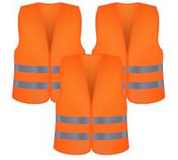 Romon Chaleco Reflectante, 3 Piezas Chaleco De Seguridad Reflectante Alta Visibilidad Ropa De Trabajo Auto Chaleco Cremallera Seguridad Chaleco Trabajo Chaleco Naranja Fluorescente para Correr Moto