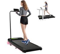 Romon Cinta de Correr Plegable, 3 en 1 Walking Pad 9% Inclinación, 8 km/h con Pasamanos Extraíble, 2.5 HP Cinta de Andar Escritorio para Casa Oficina con Pantalla LED Mando a Distancia, hasta 122 kg