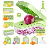 Romon Cortador de Verdura, Vegetable Chopper, 14 en 1 Cortadora Multifuncional de Verduras, Cortador de Verduras Manual en Cubos, Palitos, Rodajas, Tiras y Cuartos.