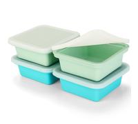 Romon Cubiteras Para Hielo, Set De 4 Piezas Con Tapa, 500ML, Silicona Sin BPA, Con Gradaciones, Azul Y Verde, Para Zuppa, Alimentos Y Hielo