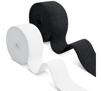 Romon Goma Elastica Costura, Cinta Elastica Costura, Dos Rollos en Blanco y Negro de 40mm × 10m Banda Elastica Costura, Manualidades Costura DIY, Cuerda Plana Trenzada, Elástico para Pantalones Ropa