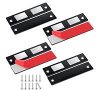 Romon Iman Puerta Armario Autoadhesivo, 4 Pcs Cierre Magnetico Ultra-fino Pestillo Puerta Corredera Armario, Iman Adhesivo de Cocina Mueble Cierre Cajones Alacena Clausura Cerradura Magnetica, Negro