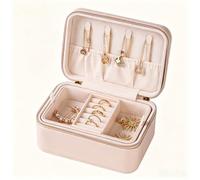 Romon Joyero de Viaje Portátil, Estuche Organizador con 2 Niveles, Pequeño Joyero de Cuero para Mujer, Caja de Joyas para Anillos Pendientes Collares, Idea de Regalo