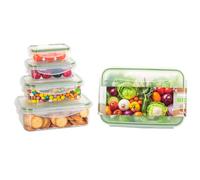 Romon Juegos de recipientes Set de 5 Piezas, Recipientes sin BPA Rectangulares de Plástico Sin BPA, A Prueba de Fugas, Transparente para Refrigerador y Microondas