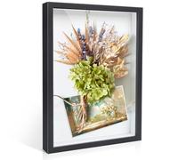 Romon Marcos con Profundidad, 31.5x23cm Marcos para Cuadros 3D, Shadow Box Marco de Fotos de Madera A4 para Pared y Mesa, Marco de Caja de Sombra, Marco de para Flor Recuerdo Medalla, Negro