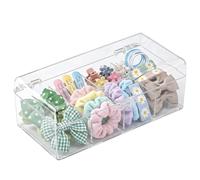Romon Organizador de Accesorios para el Pelo, Caja de Acrílico con Divisores Transparente de 4 Compartimentos con Tapa de Broche, Cajas Organizadora Compacta para Tocador, Baño y Uso Doméstico
