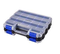 Romon Organizador Tornillos Doble Cara Con 24 Compartimentos Ajustables, Cierre De Seguridad, Material Pp, Azul, 32x27x8cm Para Tornillos Y Piezas
