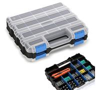 Romon Organizador Tornillos Doble Cara Con 24 Compartimentos Ajustables, Cierre De Seguridad, Material Pp, Azul, 32x27x8cm Para Tornillos Y Piezas
