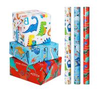 Romon Papel de Regalo Cumpleaños, Envolver Regalos Decoracion, Lindo Papel de Regalo para Niños, 43cm*300cm por Rollo, Impresión Colorida, Papel para Envolver Regalos para Cumpleaños, Navidad (3Pcs)