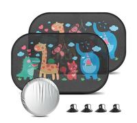 Romon Parasol Coche Bebé con Protección UV, Ventana Lateral, Parasol Ventana Coche Niños 50x30cm, 2 Piezas con Bonitos Motivos de Animales