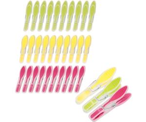 Romon Pinzas Ropa 30 Piezas Colores Rojo-Verde-Amarillo, Que No Dejan Marca, Resistentes en PP+TPR con Mango Antideslizante, para Ropa Interior Pantalones Camisetas Calcetines
