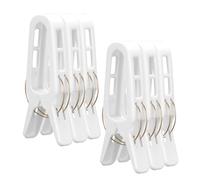 Romon Pinzas Ropa Que No Dejan Marca Grandes Blancas, 6 Piezas Pinzas Ropa Grandes Antiviento, Adecuado para Toallas, Sábanas y Ropa Gruesa