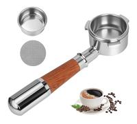 Romon Portafiltro 54mm Sin Fondo, Mango de Madera Maciza de Acero Inoxidable, 3 Orejas Compatible con Cafetera Breville 870/878/880