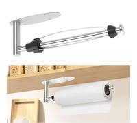 Romon Portarrollos Papel Cocina, Porta Rollos de Papel Cocina con Diseño de Amortiguación, Adhesivo o Taladro Colgador Papel Cocina, Soporte Papel Cocina para Baño y Cocina, Plata