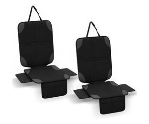 Romon Protector Asiento Coche, 2 Piezas Fundas para Sillas Impermeable Antideslizante Cubre Car Seat Cover Protector Niño con 2 Bolsillos Almacenaje Universal para Bebé Perro SUV Sedán, Negro