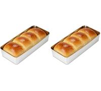 Romon Rectangular Reposteria Antiadherente, 1 Pcs Molde de acero inoxidable, Sin Revestimiento Químico Anti-óxido, Lavable en Lavavajillas, Ideal para Pans y Bizcocho (33×15×6.5cm) (Paquete de 2)