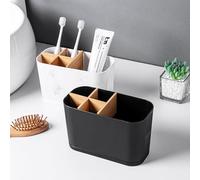 Romon Soporte Cepillo de Dientes Negro con separadores bambú Removibles y Orificios ventilación-5 Compartimentos Organizador baño & portacepillos de Dientes electrico para Pasta, rastrillo