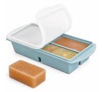 Romon Souper Cubes, Cubitera Silicona con Tapa para Congelador, Recipiente de 1L con 4 Compartimentos de 125ml/250ml, Ice Cube Tray Reutilizable para Sopas, Alimentación Infantil y meal prep (Azul)