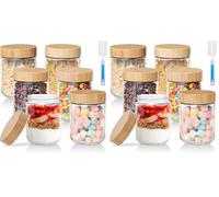 Romon Tarros de Cristal con Tapa, 6 Pack Botes de Avena Nocturna 480 ml Tarros De Vidrio Reutilizables Hermética de Rosca, Tarros de Almacenamiento Vidrio De Borosilicato para Yogur Cereales Gachas