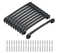 Romon Tiradores Cocina, Paso 128mm Asa de Aluminio,Tiradores Cajones, Para Escritorios, Cajones, Armarios, Armarios, Con Tornillos A Juego, Negro, 10 Piezas