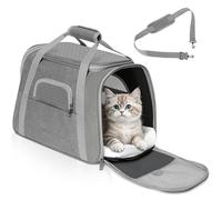 Romon Transportín Gato Perro, Transportin Pequeño Cat Carrier, Bolsa Transporte Transpirable para Mascotas con Colchón Suave, Plegable Bolso Gatos Cachorros Gatitos de 6Kg, 17.3x11x9.8 Inch, Gris