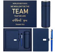 Romooa Boss Appreciation Gifts Blue Best Boss Box Notebook Pen and Tumbler Thank You Gift Bulk Welcome to the Team Box for Lady Leader Manager Coworkers Office Supplies
