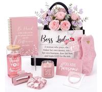 Romooa Regalos de jefa para mujeres, regalos de cumpleaños de jefes, rosa | Caja de regalo para jefes, bolsa de lona para mujer, regalo de agradecimiento para líderes de oficina