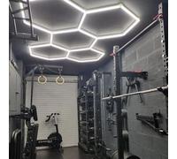 ROMOZ Hexagon Garage Lights Led Lights with Rectangle Frame Octagon Honeycomb Commercial Lighting for Garage Car Detailing Barber Shop Gym Warehouses Basement 5 Grids