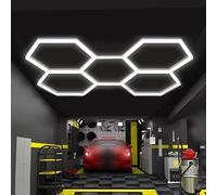ROMOZ Hexagon Led Ceiling Wall Car Workshop Honeycomb Working Garage Lamp,LED Lights,6500K Color Temperature,Workstation and Workshop Lighting with Frame 5 Grids