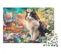 Rompecabeza de 1000 Pieza de Gato en el jardín, Gato eponjoo en la Ciudad para Adulto, Juego Educativo, decoración del hogar, deafío, Alta dificultad de cumpleaño, 38 x 26 cm