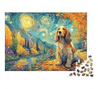 Rompecabeza de 1000 Pieza de Perro otoñal, etilo Pintura al óleo, para Adulto mayore de 12 año, Juego Educativo, decoración del hogar de cumpleaño difícil y deafiante, 38 x 26 cm