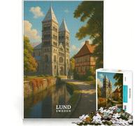 Rompecabezas 1000 Affiche Lund Suecia, Decoración de Pared de Juguete, Desafío difícil, cumpleaños y Navidad 38x52cm