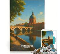 Rompecabezas 1000 Affiche Toulouse France, Decoración de Pared de Juguete, Desafío difícil, cumpleaños y Navidad 38x26cm
