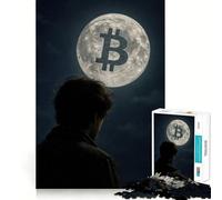 Rompecabezas 1000 Bitcoin a la Luna Meme Pieza de Ajuste preciso Juego cognitivo Regalo Momento Acogedor y Divertido Escena navideña Arte (38x26cm)
