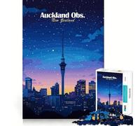 Rompecabezas 1000 del Horizonte Nocturno de Auckland Diversión precisa y articulada Juego cognitivo Diversión a Ritmo pausado Juego artístico de cumpleaños (38x52cm)