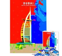Rompecabezas 1000 Dubái Póster Abstracto Arte Rompecabezas para Adultos Desafío difícil Ayuda a ejercitar el Cerebro cumpleaños 38x52cm